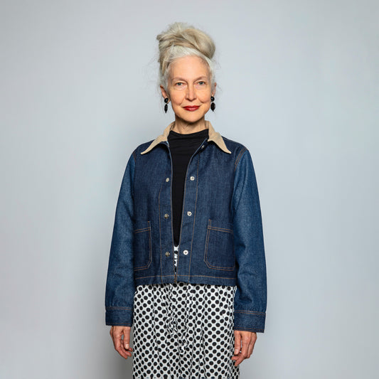 Cord-Collar Denim Jacket