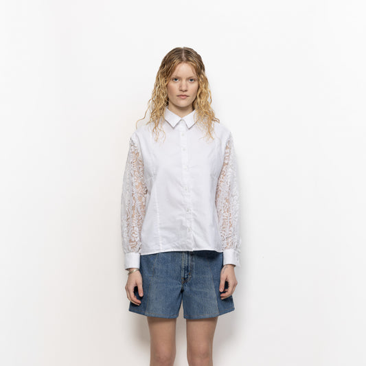 Premium Blouse with Cotton Lace Sleeves